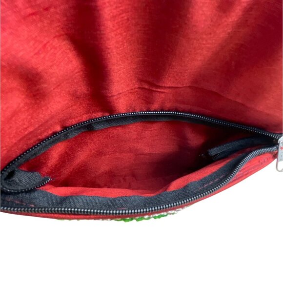 Handmade Embroidered Multicolor Strap Fold-Over Closure Shoulder Crossbody Bag - Picture 7 of 8